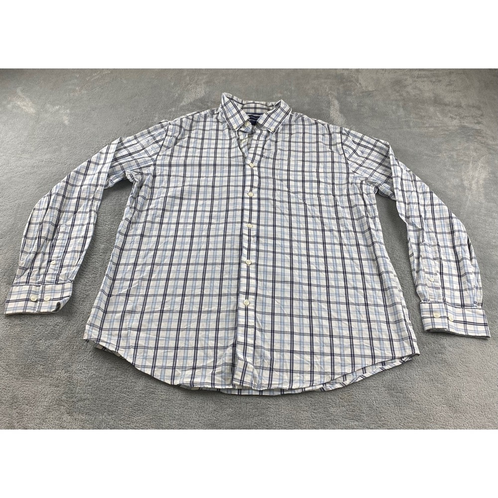Croft & Barrow Men's L Stretch Button Up Plaid Dress Shirt Long Sleeve